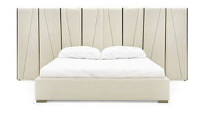 VIG Furniture Modrest Nixa - Modern Beige Velvet + Brushed Bronze Bed VGVC-BD1909-BED-BGE