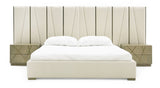 VIG Furniture Modrest Nixa - Modern Beige Velvet + Brushed Bronze Bed VGVC-BD1909-BED-BGE