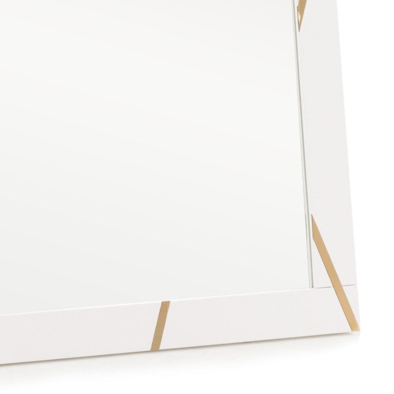 VIG Furniture Nixa Sculptural White & Champagne Gold Wall Mirror W47" X H30" — High-Gloss, Ready-To-Hang Luxury VGVC-J1909-M-L