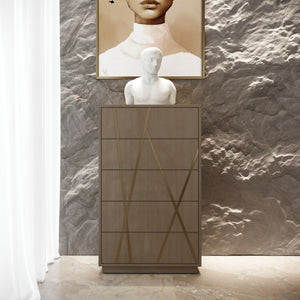 VIG Furniture Modrest Nixa - Modern Wide Birch + Brushed Bronze Chest VGVC-J1909-5H-L-BIR