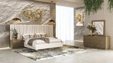 Modrest Nixa - Modern Beige Velvet + Brushed Bronze + Birch Bedroom Set