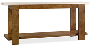 Hooker Furniture Melange Mulholland Oak Veneer Console Table with Marble Top for Entryway Decor 628-85756-82