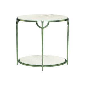 Bernhardt Bernhardt Oval Morello Metal End Table With Faux Carrara Marble Tops, Oxidized Nickel Frame, 28"W 469113