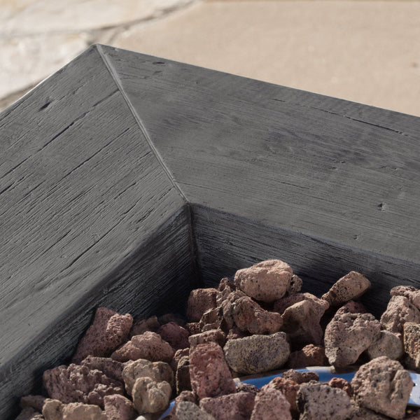 English Elm Anchorage Square Mgo Wood Burning Fire Pit Outdoor Patio Heat 40000 Btu Grey 57551.00GRY-40K