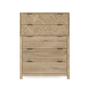 A.R.T. Furniture Garrison Drawer Chest: Stylish Washed Oak Storage With Herringbone Design And Cedar-lined Drawers Brown Parawood Solids With Ash Embossing,White Oak Veneers,Metal 322150-1302