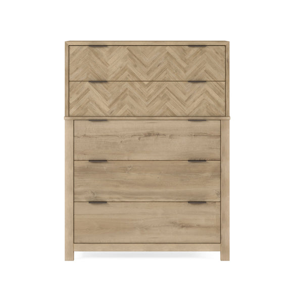 A.R.T. Furniture Garrison Drawer Chest: Stylish Washed Oak Storage With Herringbone Design And Cedar-lined Drawers Brown Parawood Solids With Ash Embossing,White Oak Veneers,Metal 322150-1302
