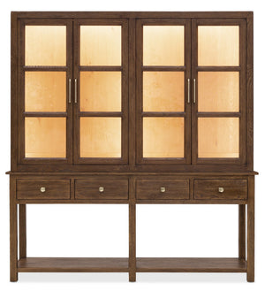 Hooker Furniture Driftwood Oak Sideboard with Seeded Glass Doors Led Lighting and Artisan Hardware 6820-75900-85