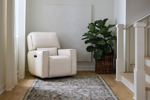 Hooker Furniture Miles Zero Gravity Recliner In Oslo Pebble Leather With Power Headrest, Usb Charging, Sleek Base Grey SS727-PHZ1-001