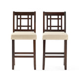 Christopher Knight Home® - Noble House - Mackinsey Brown Mahogany Acacia Counterstool with Beige Cushion