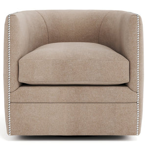 Bernhardt Bernhardt Barrel Swivel Chair In Beige Fabric With Button Tufting, Nailhead Trim & 360° Comfort B212SEA