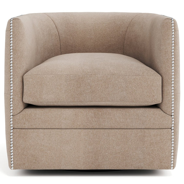Bernhardt Bernhardt Barrel Swivel Chair In Beige Fabric With Button Tufting, Nailhead Trim & 360° Comfort B212SEA