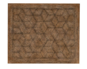 Hooker Furniture Americana Parquet Trestle End Table With Honey Oak Top & Molasses Base, Distressed Heirloom Charm 7050-80113-89