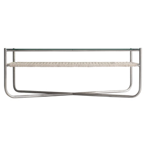 Bernhardt Bernhardt Kendo Cocktail Table With Tempered Glass, Woven Abaca Shelf & Graphite Steel Frame, 50" 328021