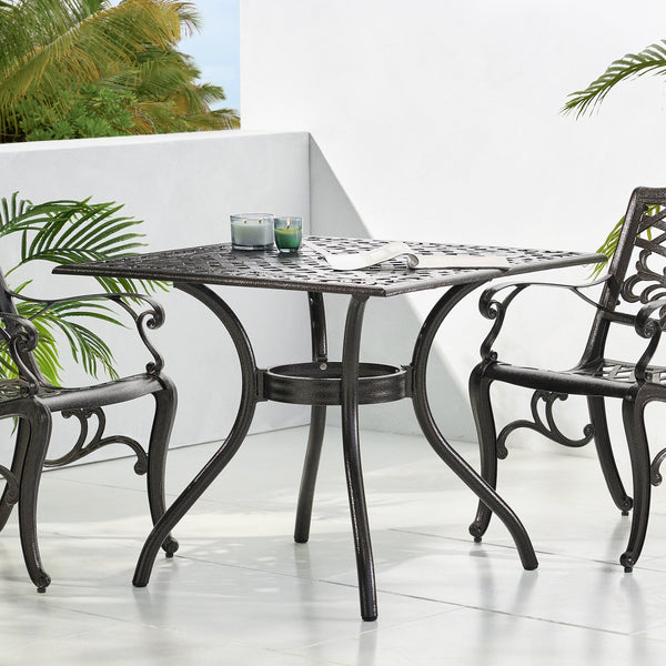 English Elm Christopher Knight Home® - PHOENIX Beaufort Square Table Bronze Aluminum Patio Outdoor Cast Aluminum Hammered Finish Durable 57703.00