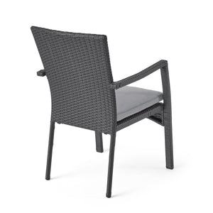 English Elm Christopher Knight Home® - CORSICA Wicker KD Dining Chair with Water-Resistant Removable Cushion — Stylish Outdoor Seating for Patios Grey 37.5 L x 21.5 W x 10.25 H 56424.00GRY