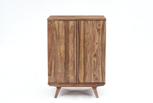 Porter Designs Porter Fusion Solid Sheesham Wood Bar Cabinet – Unique Mid Century Design For Stylish Home Storage Light Brown Wood 07-117-30-6734n