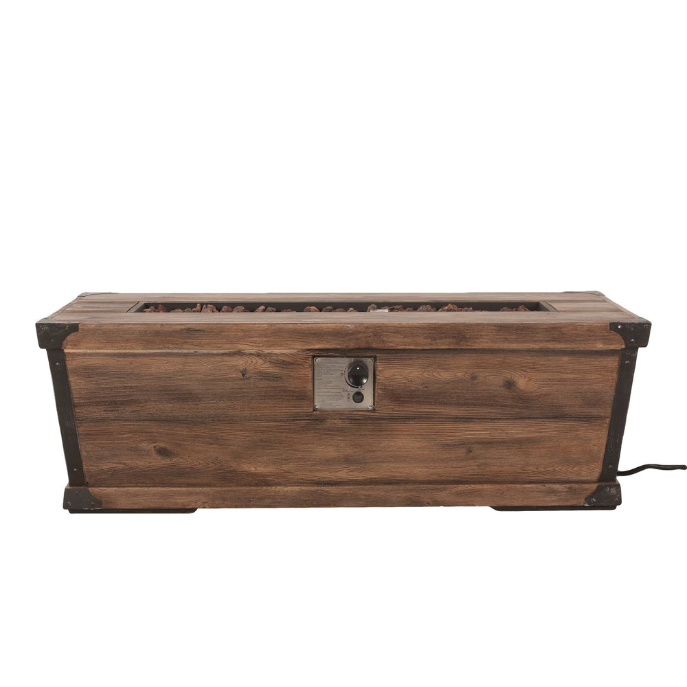 English Elm Outdoor Concrete Rectangle Fire Table 56 Inch Propane Pit with Wood Grain Finish 63263.00-50K