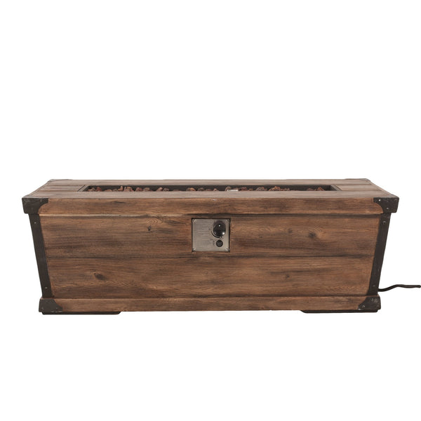 English Elm Outdoor Concrete Rectangle Fire Table 56 Inch Propane Pit with Wood Grain Finish 63263.00-50K