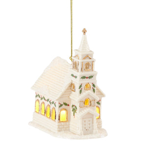 Lenox Christmas Village Church Lighted Ornament Ivory, IVORY PORCELAIN 883292