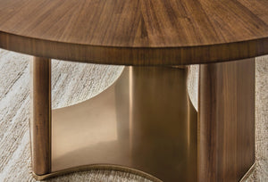 Hooker Furniture Eleana 66" Round Dining Table With Starburst Walnut Top & Sunlit Bronze Pedestal — Seats 6–8 7252-75201-85