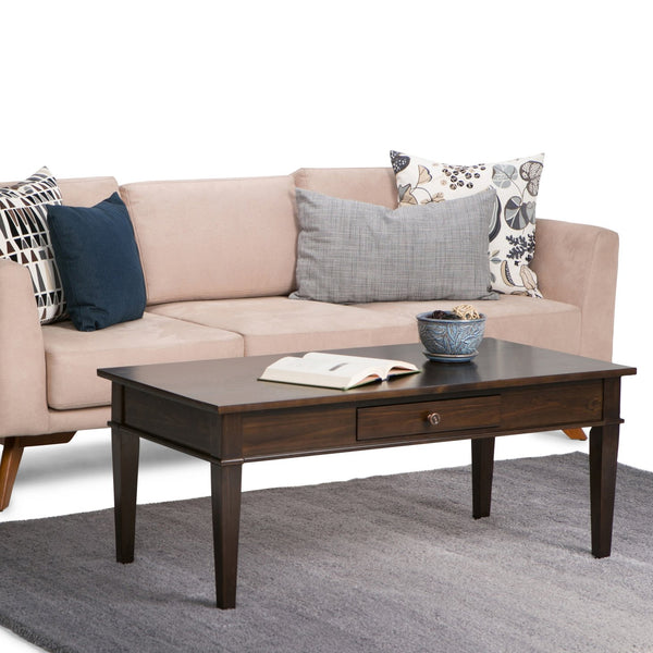 English Elm Carlton Coffee Table - Handcrafted Dark Tobacco Brown With Storage & Timeless Transitional Design B136P158131