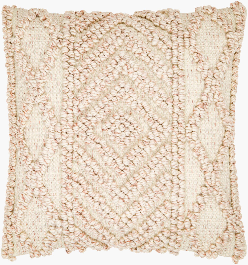 Surya Nacka Eco-friendly 18" Accent Pillow Kit - Durable, Lightweight, Artisan-made For Cozy Cottage Style Pale Pink Recycled Pet Yarn,Polyester Nka002-1818p