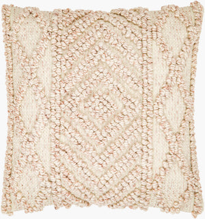 Surya Nacka Eco-friendly 18" Accent Pillow Kit - Durable, Lightweight, Artisan-made For Cozy Cottage Style Pale Pink Recycled Pet Yarn,Polyester Nka002-1818p