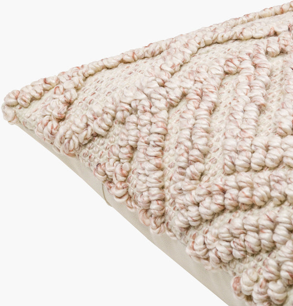Surya Nacka Eco-friendly 18" Accent Pillow Kit - Durable, Lightweight, Artisan-made For Cozy Cottage Style Pale Pink Recycled Pet Yarn,Polyester Nka002-1818p