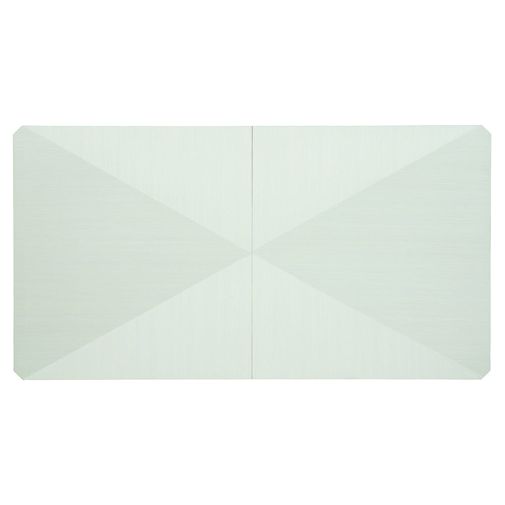 Bernhardt Bernhardt Linear White Pyramid Dining Table With Two Removable Leaves, Tapered Gray Legs — Glamorous Transitional Design 381222