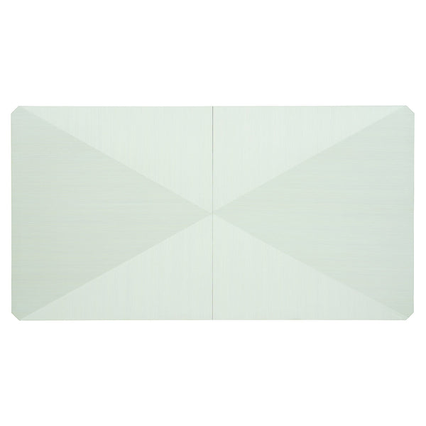 Bernhardt Bernhardt Linear White Pyramid Dining Table With Two Removable Leaves, Tapered Gray Legs — Glamorous Transitional Design 381222