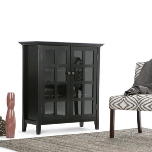 English Elm Acadian 39" Wide Solid Wood Transitional Storage Cabinet With Glass Doors, Adjustable Shelves & Style B136P159677