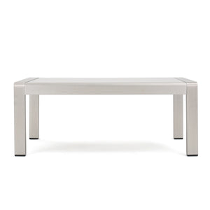 English Elm Cape Coral Outdoor Coffee Table Tempered Glass Top Aluminum Patio Lounge Silver 56349.00