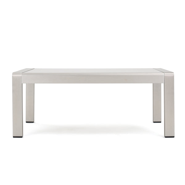 English Elm Cape Coral Outdoor Coffee Table Tempered Glass Top Aluminum Patio Lounge Silver 56349.00