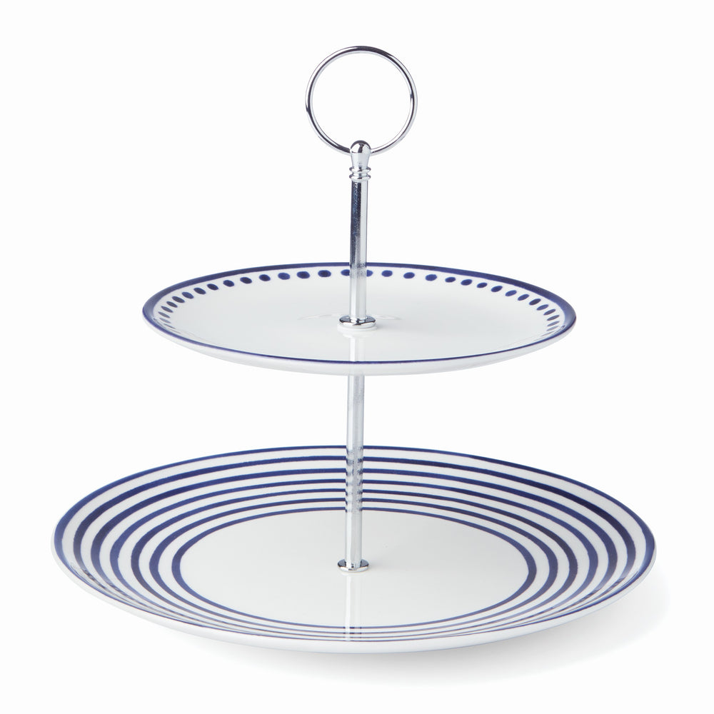 Lenox Kate Spade Charlotte Street 2-Tier Server Blue, WHITE PORCELAIN 893856