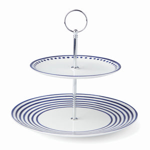 Lenox Kate Spade Charlotte Street 2-Tier Server Blue, WHITE PORCELAIN 893856