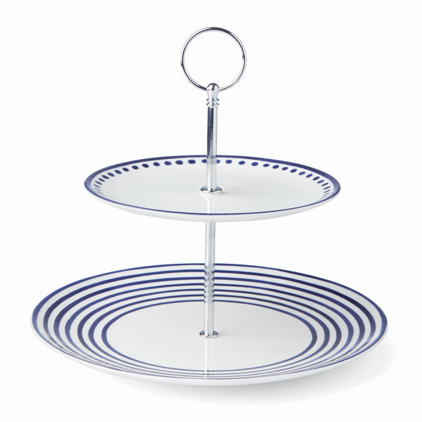Lenox Kate Spade Charlotte Street 2-Tier Server Blue, WHITE PORCELAIN 893856