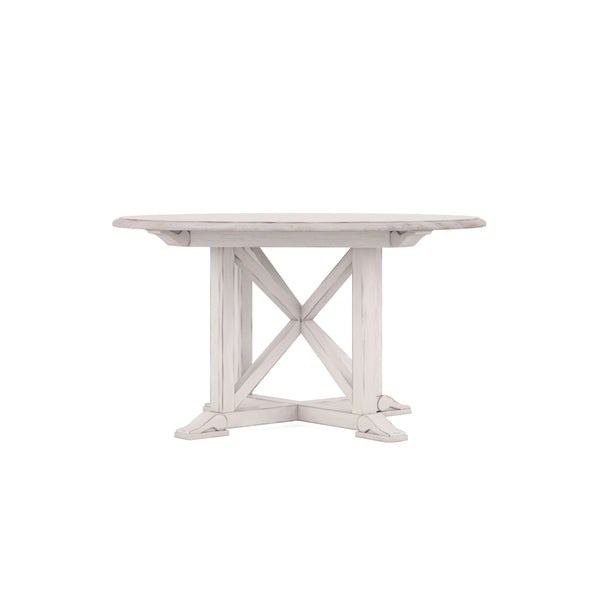 A.R.T. Furniture Alcove Round Dining Table - Elegant Belgian Ivory Finish With Extendable Leaf For Stylish Gatherings White Acacia Solids,Maple Veneers 321225-2817