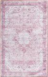 Nourison Washables NWB15 Machine Made Power-loomed Narrow Border Indoor Only Vintage  Rug Pink, Pink Front Base, 85% Polyester,9% Cotton,6% Other Fibers 99446994349