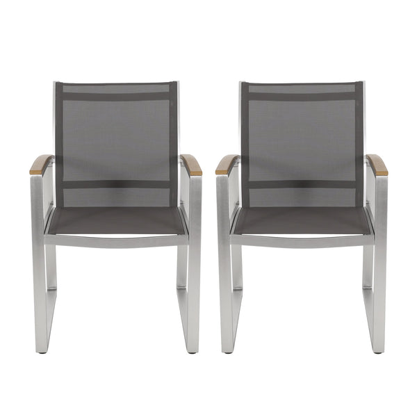 English Elm Glasgow Outdoor Dining Chair Set Aluminum Mesh Mid-century Modern Patio Seating 62759.00
