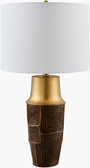 Surya Nikki 26" Rustic Accent Table Lamp With Linen Shade - Timeless Elegance For Any Room Decor! Body, Gold,Finial, Gold,Cord, Translucent Iron,Linen,Plastic,Iron Nki-001