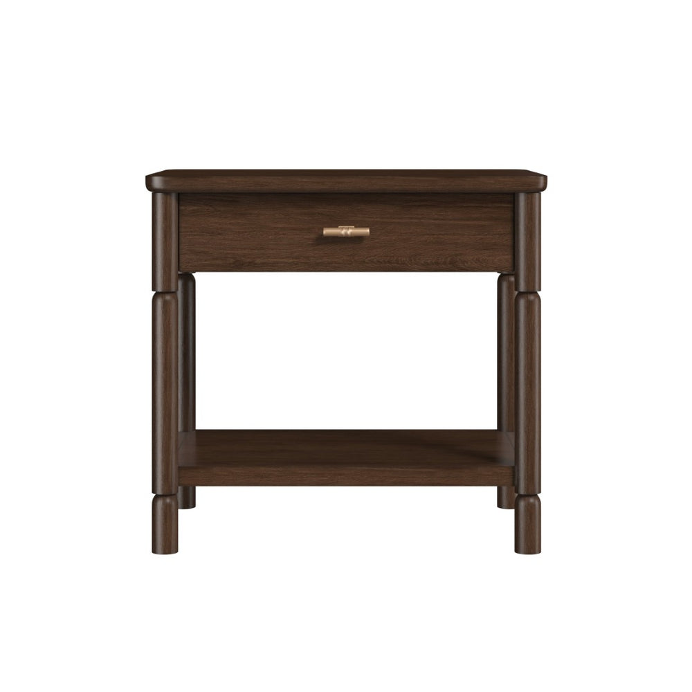 A.R.T. Furniture Verge Nightstand with Open Shelf & Smooth-Gliding Drawer - Modern Dark Wood Bedside Storage Solution 337140-1960