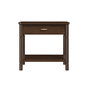 A.R.T. Furniture Verge Nightstand with Open Shelf & Smooth-Gliding Drawer - Modern Dark Wood Bedside Storage Solution 337140-1960