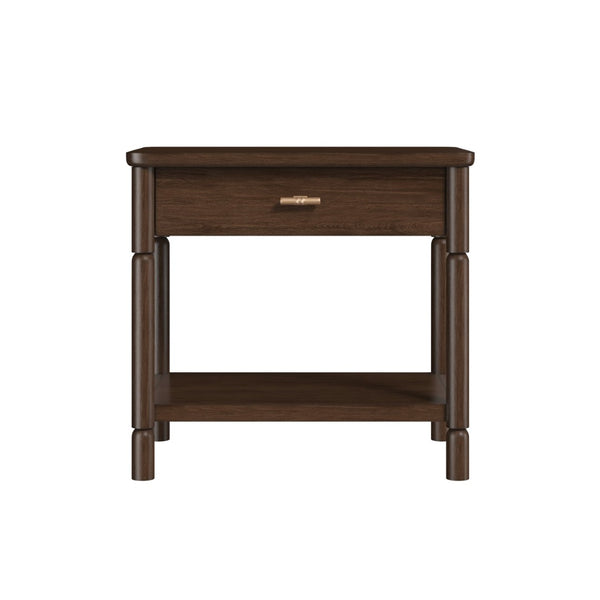 A.R.T. Furniture Verge Nightstand with Open Shelf & Smooth-Gliding Drawer - Modern Dark Wood Bedside Storage Solution 337140-1960