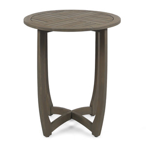 English Elm Hermosa Outdoor Round Acacia Wood Bistro Table Slatted Hardwood Patio Accent 57522.00GRY