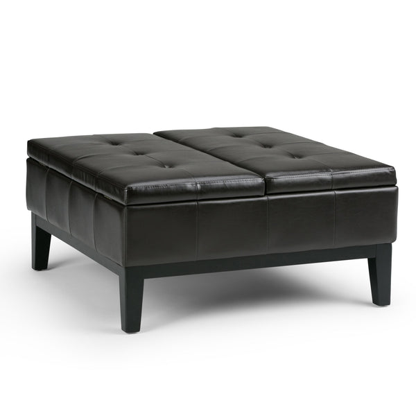 English Elm Dover Square Coffee Table Ottoman - Stylish Tanners Brown Storage Solution For Modern Spaces B136P158205