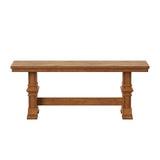 Homelegance By Top-Line Juliette Two-Tone Trestle Leg Wood Dining Bench Oak Rubberwood