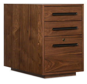 Hooker Furniture Elon Handcrafted Three-Drawer Walnut Pedestal With Locking File Drawer, Dark Bronze Pulls, 30"L 1650-10246-MWD