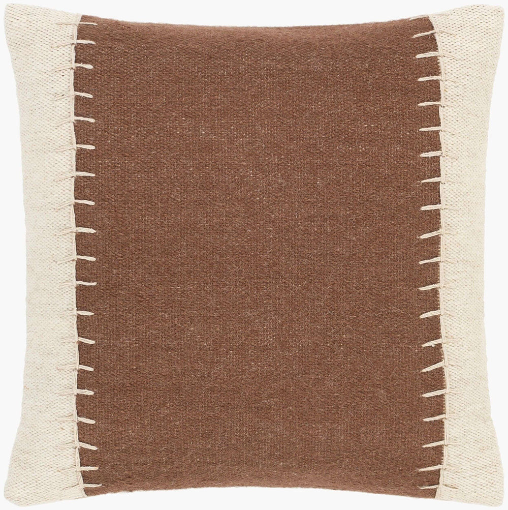 Surya Niko Rustic Cotton & Wool Accent Pillow Cover - 20" Square For Charming Home Decor & Easy Care Dark Brown Wool,Cotton,Cotton Nko003-2020d
