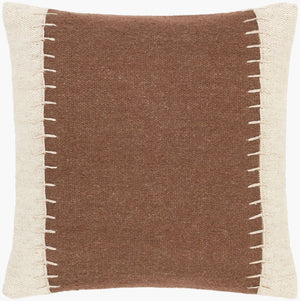 Surya Niko Rustic Cotton & Wool Accent Pillow Cover - 20" Square For Charming Home Decor & Easy Care Dark Brown Wool,Cotton,Cotton Nko003-2020d