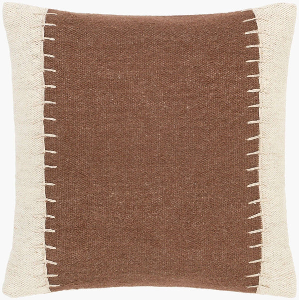 Surya Niko Rustic Cotton & Wool Accent Pillow Cover - 20" Square For Charming Home Decor & Easy Care Dark Brown Wool,Cotton,Cotton Nko003-2020d